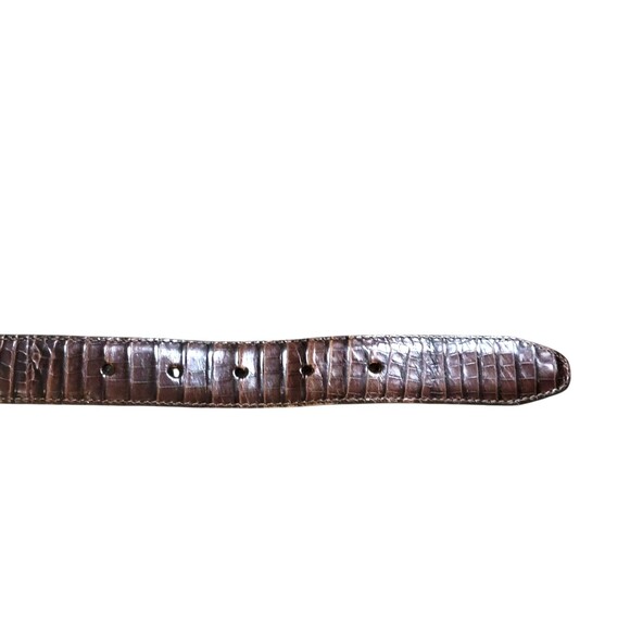 Brighton Women Size ML 32 Brown Croc Leather Silver Gold Buckle Loop Silverplate - Picture 7 of 9